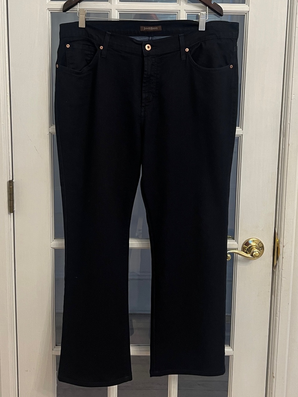 James Jeans Women’s Black Stretch Denim Bootcut Flare Jeans Made in USA Size 18